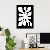 Tropical Monstera Jungle Leaf Black and White Poster (Heimbüro)