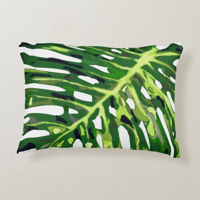 Tropical Monstera Leaf Accent Pillow Dekokissen (Rückseite)