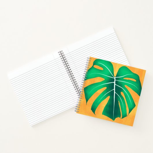 Tropical Monstera Leaf auf Gelb Notizblock (Innenseite)