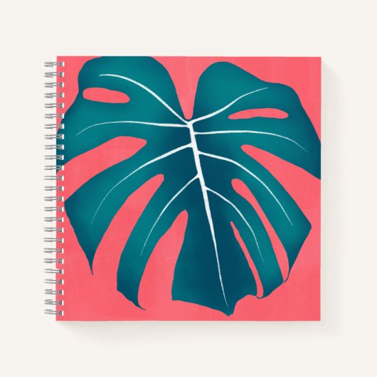 Tropical Monstera Leaf auf rosa Notizblock (Vorderseite)