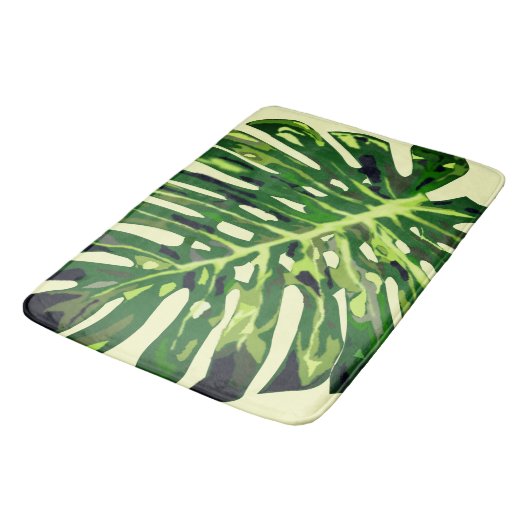 Tropical Monstera Leaf Badematte (Schrägansicht)