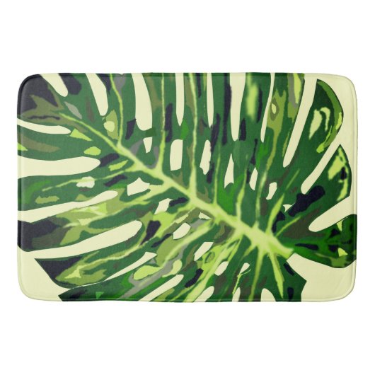 Tropical Monstera Leaf Badematte (Vorderseite)