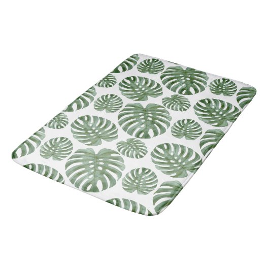 Tropical Monstera Leaf Bath MAT Badematte (Schrägansicht)
