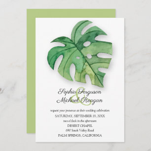 Tropical Monstera Leaf Botanische Hochzeit Einladu