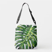 Tropical Monstera Leaf Crossbody Bag oder Tote Bag Tragetaschen Mit Langen Trägern (Rückseite)