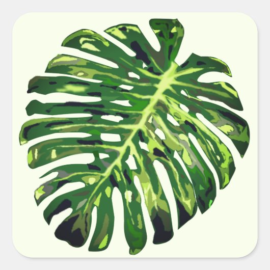 Tropical Monstera Leaf - Exotic Quadratischer Aufkleber (Vorderseite)