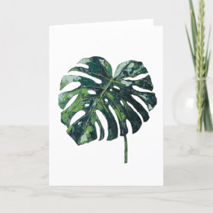 Tropical Monstera Leaf Foliage Greetings Card Dankeskarte