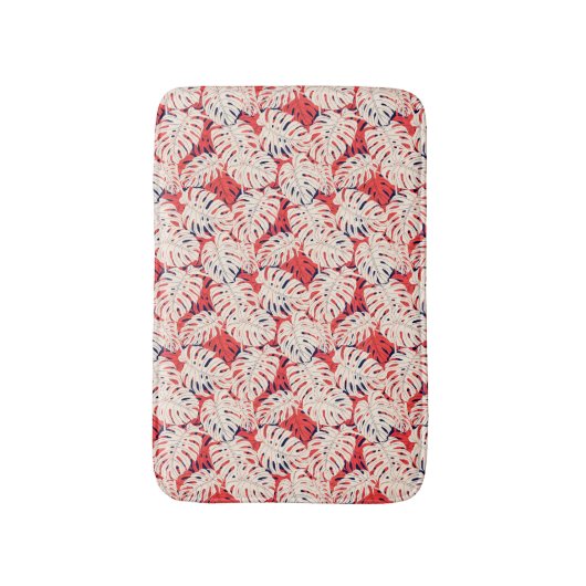 Tropical Monstera Leaf Gemusterte Badematte (Vorderseite Vertikal)