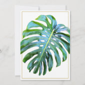 Tropical Monstera Leaf Green Gold Beach Hochzeit Einladung (Rückseite)