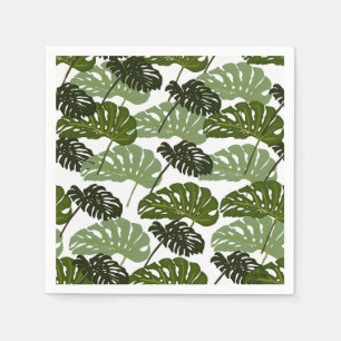 Tropical Monstera Leaf Green  Serviette