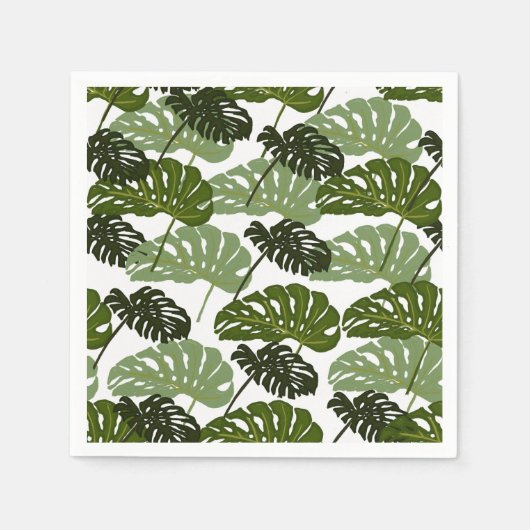 Tropical Monstera Leaf Green Serviette (Vorderseite)