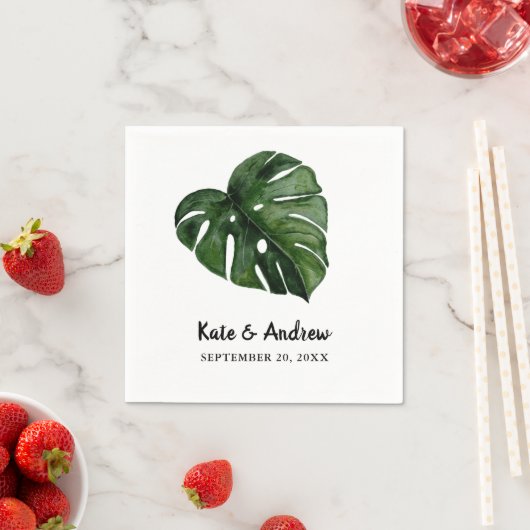 Tropical Monstera Leaf | Greenery Wedding Serviette (Beispiel)