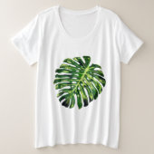 Tropical Monstera Leaf Große Größe T-Shirt (Design vorne)