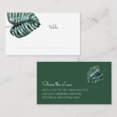 Tropical Monstera Leaf Hashtag Info Flat Platzkarte (Vorne/Hinten)