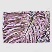 Tropical Monstera Leaf im Lila Golfhandtuch (Horizontal)