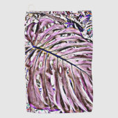Tropical Monstera Leaf im Lila Golfhandtuch (Vorderseite)