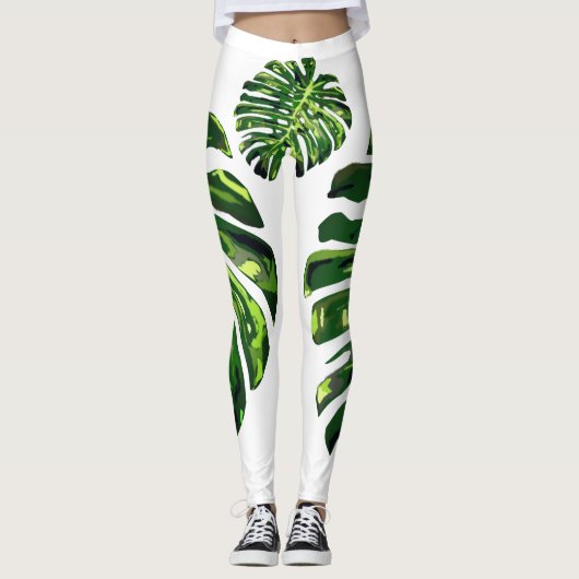 Tropical Monstera Leaf Leggings (Vorderseite)