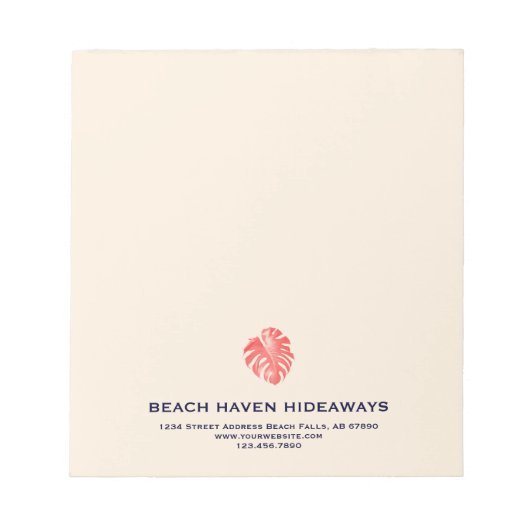 Tropical Monstera Leaf Logo Notepad Notizblock (Vorderseite)