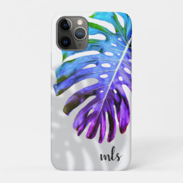 Tropical Monstera Leaf Monogram w Shadow Lila Ca Case-Mate iPhone Hülle