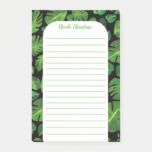 Tropical Monstera Leaf Muster geschnitten Post-it Klebezettel (Vorderseite)