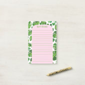 Tropical Monstera Leaf Muster geschnitten Post-it Klebezettel (Auf Schreibtisch)