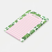 Tropical Monstera Leaf Muster geschnitten Post-it Klebezettel (angewinkelt)