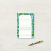 Tropical Monstera Leaf Muster geschnitten Post-it Klebezettel (Auf Schreibtisch)