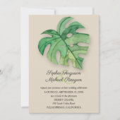 Tropical Monstera Leaf on Tan Wedding Invites (Vorderseite)