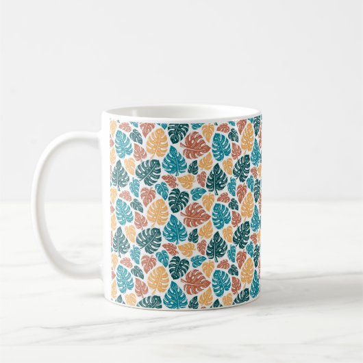 Tropical Monstera Leaf Pattern - farbenfrohe Natur Kaffeetasse (Links)