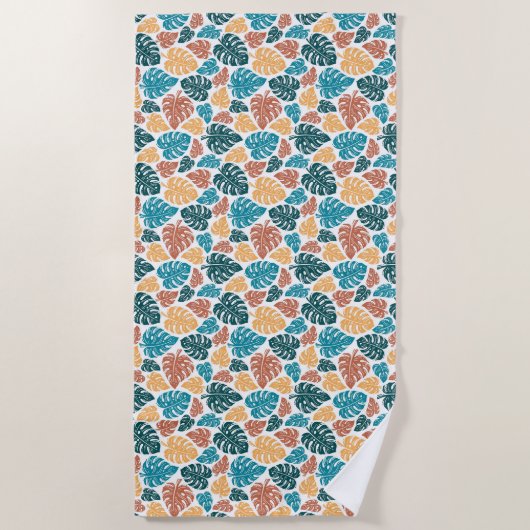 Tropical Monstera Leaf Pattern - farbenfrohe Natur Strandtuch (Vorderseite)