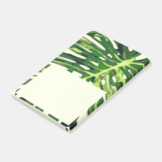 Tropical Monstera Leaf Post-it Klebezettel (angewinkelt)