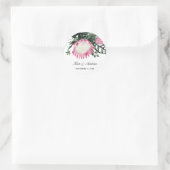 Tropical Monstera Leaf | Protea Floral Wedding Runder Aufkleber (Tasche)