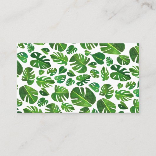 Tropical Monstera Leaf QR Code Social Media Chic Visitenkarte (Vorderseite)
