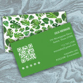 Tropical Monstera Leaf QR Code Social Media Chic Visitenkarte