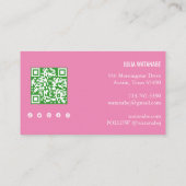 Tropical Monstera Leaf QR Code Social Media Pink Visitenkarte (Rückseite)
