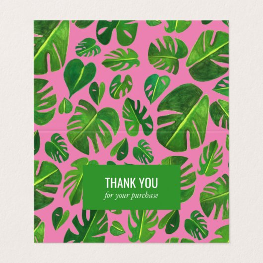 Tropical Monstera Leaf QR Code Soziale Icons Danke Visitenkarten (Außenseite Aufgefaltet)