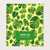 Tropical Monstera Leaf QR Code Soziale Icons Danke Visitenkarten (Außenseite Aufgefaltet)