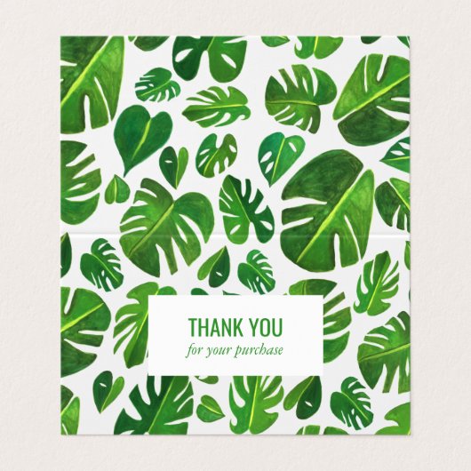Tropical Monstera Leaf QR Code Soziale Icons Danke Visitenkarten (Außenseite Aufgefaltet)