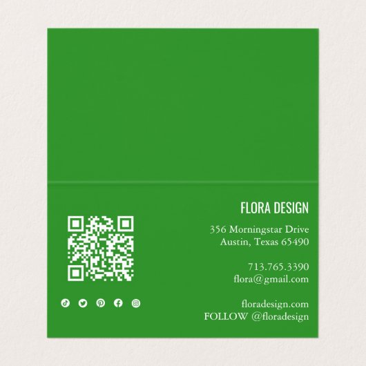 Tropical Monstera Leaf QR Code Soziale Icons Danke Visitenkarten (Innenseite Aufgefaltet)