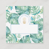Tropical Monstera Leaf Quadratische Visitenkarte (Rückseite)