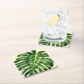 Tropical Monstera Leaf Rechteckiger Pappuntersetzer (Vor Ort)
