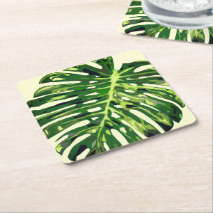 Tropical Monstera Leaf Rechteckiger Pappuntersetzer