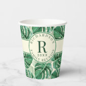 Tropical Monstera Leaf Summer Family Wiedersehen Pappbecher (Vorderseite)