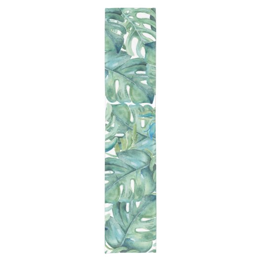 Tropical Monstera Leaf Table Runner Kurzer Tischläufer (Vorderseite)