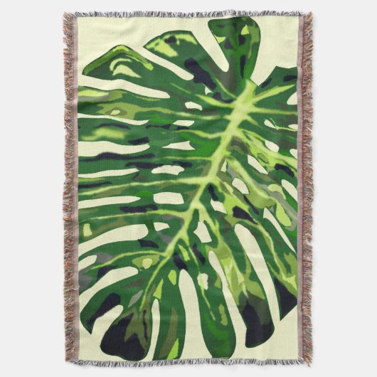 Tropical Monstera Leaf Throw Blanket Decke (Vorderseite Vertikal)