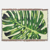 Tropical Monstera Leaf Throw Blanket Decke (Vorderseite)