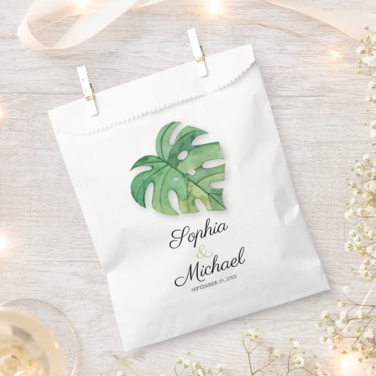 Tropical Monstera Leaf Wedding Geschenktütchen (Ausgeschnitten)