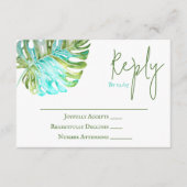 Tropical Monstera Leaf Wedding RSVP Card Hinweiskarte (Vorderseite)