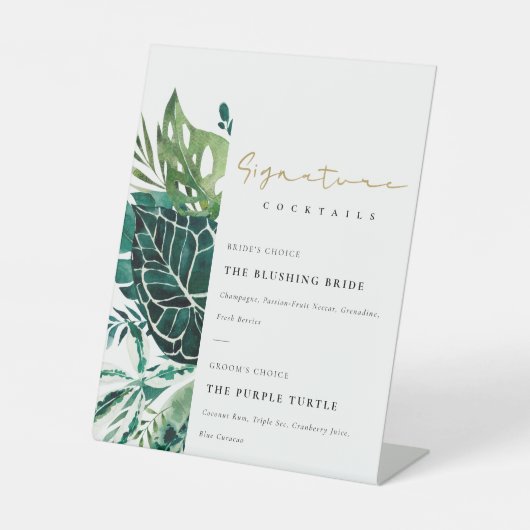 Tropical Monstera Leafy Signature Drinks Cocktails Sockelschild (Vorderseite)