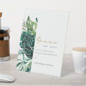 Tropical Monstera Leafy Wedding Hashtag Share Lieb Sockelschild (In SItu)